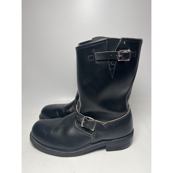 Vintage Brahma Steel Toe Motorcycle Boots Size 10.5  USA Made Engineer Buckle - Picture 1 of 9
